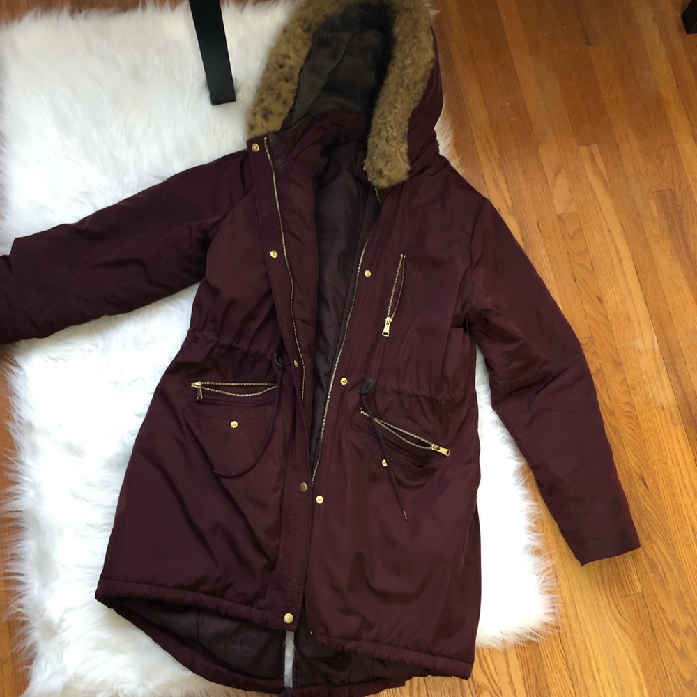 Puffy maroon winter coat